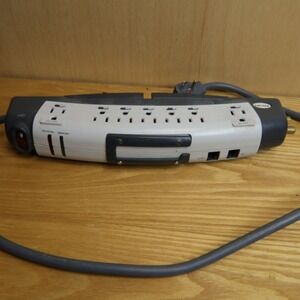 Philips 7 Outlet Surge Protector Power Strip Coaxial Phone Protection Gray